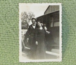 Vintage 1930s Couple With Car Germany Man Woman Long Dress 3 1/2&quot;X2 1/2&quot; - £1.42 GBP