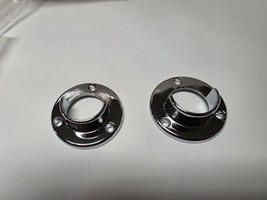 Pair of Chrome 1-1/4&quot; Closet Rod Flanges 1/2-U Shape - $12.99