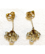 Patented Gold-Tone and Clear Rhinestone Dangle Chain Clip-On Earrings - €12,44 EUR