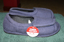 Tender Tooties Extra Wide Navy Blue Hook &amp; Loop Open Toe SMALL Slippers 5-6 - £22.68 GBP