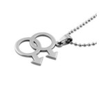 DOUBLE MALE SYMBOL NECKLACE Stainless Steel Chain Pendant LGBTQ Gay Prid... - $8.95