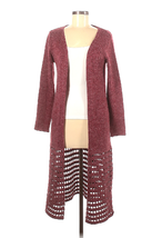 Soft Surroundings XS Knit Open Cardigan Duster Sweater Longline Boho Maroon - £17.58 GBP