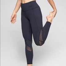 Athleta Leggings Womens Small Mesh Shine Salutation 7/8 Navy Blue Active Yoga - £26.36 GBP