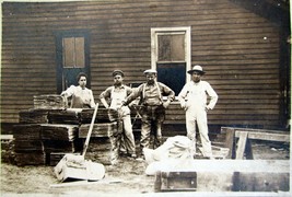 Original Antique 1890s Construction Workers Installing Plaster &amp; Lath Photo RARE - £39.56 GBP