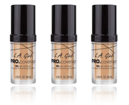 (3-Pack) L.A. Girl Pro Coverage Liquid Foundation, Natural 644 - £23.63 GBP