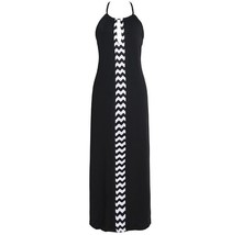Women&#39;s wavy printed halter holiday dress sexy backless maxi dress - £31.44 GBP