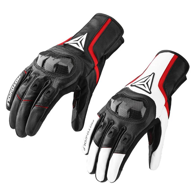 Motorcycle Gloves Winter Warm Leather Thermal Inner Rainproof Windproof Touch - £35.01 GBP