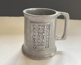 Vintage Wilton Pewter Child's Mug Stein w/Alphabet Sampler Tankard Metal Cup Usa - $13.85