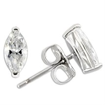 925 Sterling Silver 8mm White Marquise Cut Earrings A+ Simulated Diamond Stud - £43.22 GBP