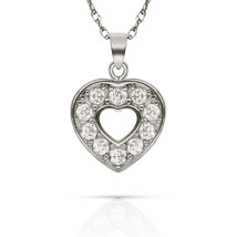 0.20ct Brilliant Round Created Diamond Open Heart Pendant 14k White Gold... - $57.69