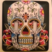 Sugar Skull Metal Switch Plate Double Toggle - $9.25
