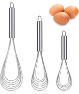 3 Pieces Stainless Steel Kitchen Flat Whisk Set 8 Inch, 10 Inch and 11.6... - £11.96 GBP