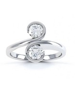 Two-Stone Engagement Ring, Swirl Wedding Ring, Round Moissanite 14K Wedd... - $349.00