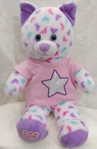 Build A Bear Multi Color Cat With Harts &amp; Star t.shirt Plush Stuffed Ani... - $16.82