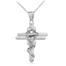 925 Sterling Silver Contemporary Crucifix Cross Pendant Necklace - £34.30 GBP+