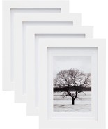 5x7 Picture Frames 4 PCS-Made of Solid Wood Covered by Plexiglass Matted... - £7.60 GBP