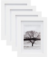 5x7 Picture Frames 4 PCS-Made of Solid Wood Covered by Plexiglass Matted... - $9.74