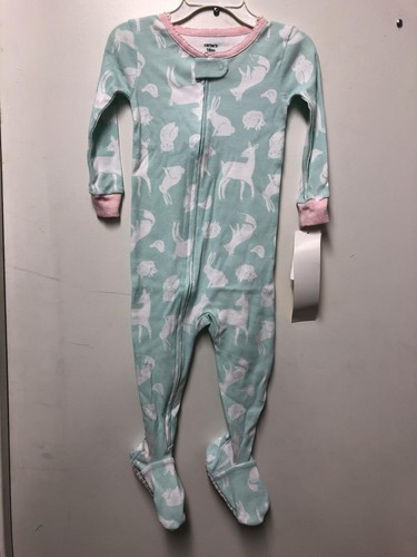 Carter&#39;s Baby Girls Cotton Zipper Footie Mint Wildlife Print (18 Months) - $11.06