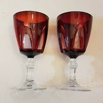 Perigold French Cordial Glass Ruby Red Crystal Stem Wine Goblet Moroccan... - £38.85 GBP