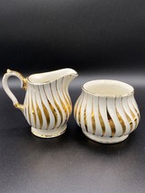 Sadler Cream and Sugar (2737) White, gold stripes. VTG 1940&#39;s English bone china - £25.03 GBP