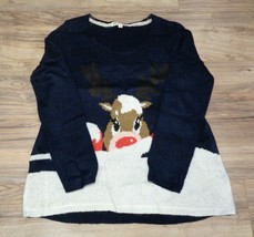 Red Nose Reindeer by Jolt Size Large Navy New Women&#39;s Christmas Sweater - £46.69 GBP