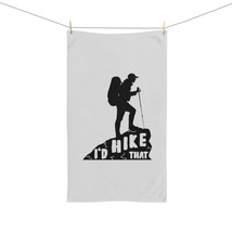 Hiker Silhouette Custom Hand Towel, Soft and Absorbent Polyester Front with Cott - $18.54