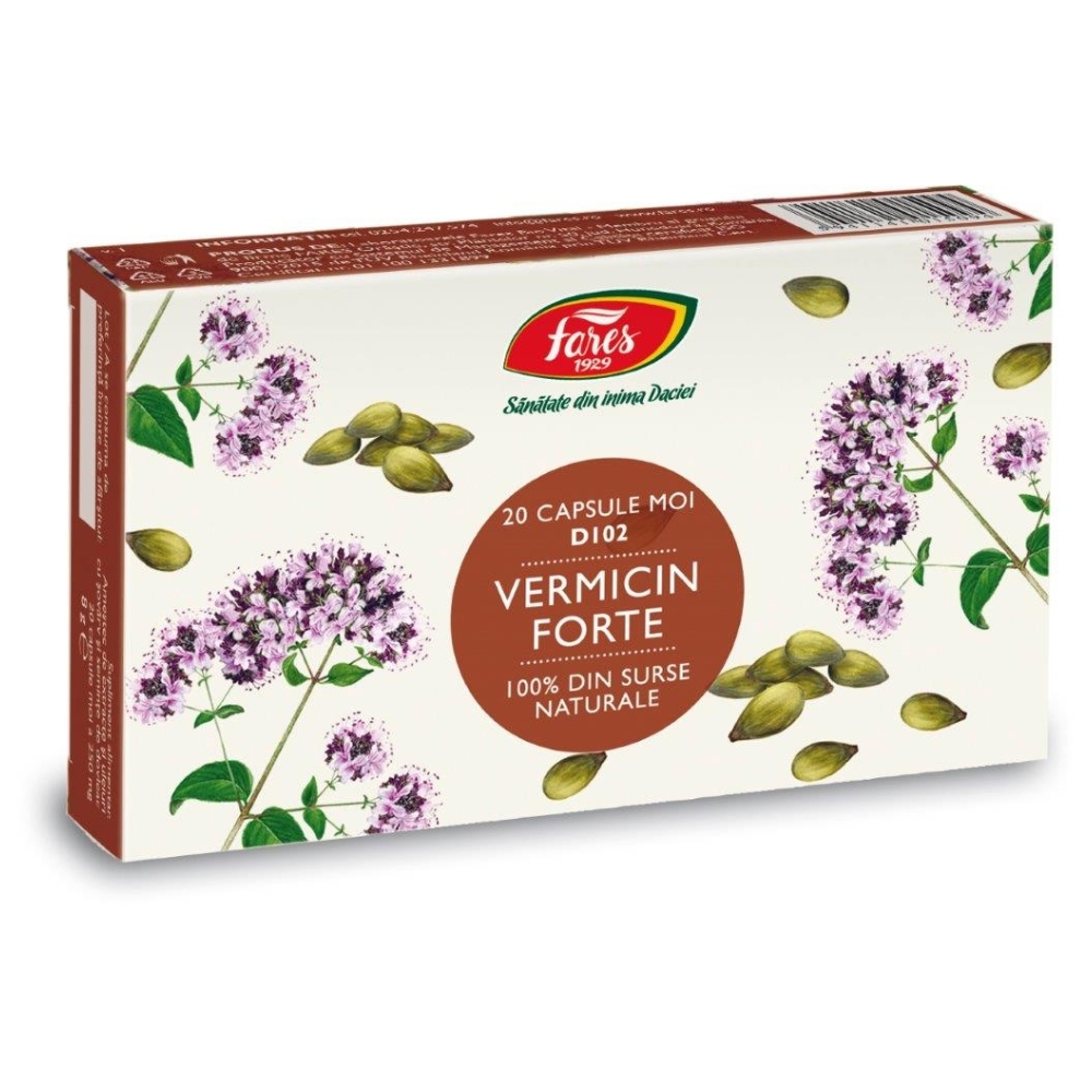 Vermicin Forte, 20 cps, Antiparasitic, Antibacterial, Antispasmodic Effect; - $19.99