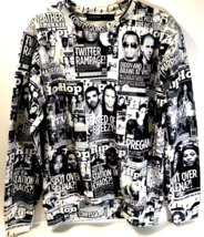 Hudson Tabloid Covers Diddy Sweatshirt All Over Hip Hop Rap Black White L - £37.72 GBP