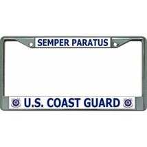 uscg coast guard semper paratus seal military logo chrome license plate frame - £23.71 GBP