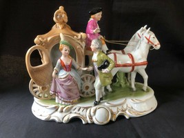 ANTIQUE HORSE CARRIAGE STATUE PORCELAIN  GERMANY - £158.49 GBP