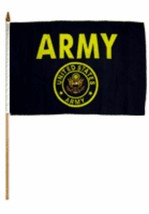 12x18 12&quot;x18&quot; Army Crest Seal Stick Flag wood staff - £23.97 GBP