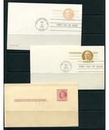 USA 3 Postal Stationary Cards/2 FD cancel Washington&amp;R Morris One 2c Unu... - £2.32 GBP