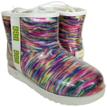 UGG Rainbow Pixelate Rain Boots Womens Size 6 Mini Slides 1129051K Clear Soft - £80.38 GBP