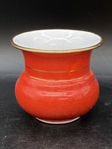 Enamelware Red 3.25” Vase Gold Trim YU-I Brand Vintage - £19.56 GBP