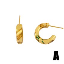 FA Rainbow Baguette Huggie Earrings For Women Gold Filled Earrings Small Hoops C - £8.33 GBP