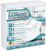 Plushdeluxe Premium Bamboo Mattress Protector – King Size, Waterproof, &amp;... - $51.99
