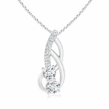 ANGARA Double Natural Diamond Loop Pendant Necklace in 14K Gold (GVS2, 0.39 Ctw) - £1,089.61 GBP