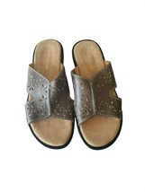 Naturalizer Sandals 7M Sandals Slip On Gray Leather Open Toe Casual - £14.43 GBP