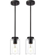 VINLUZ 2 Pack Mini Modern Pendant Lights for Kitchen Island Black Finish... - $116.52