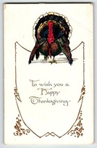 Thanksgiving Day Greetings Postcard Turkey Embossed Gibson Unposted Vintage - £5.20 GBP