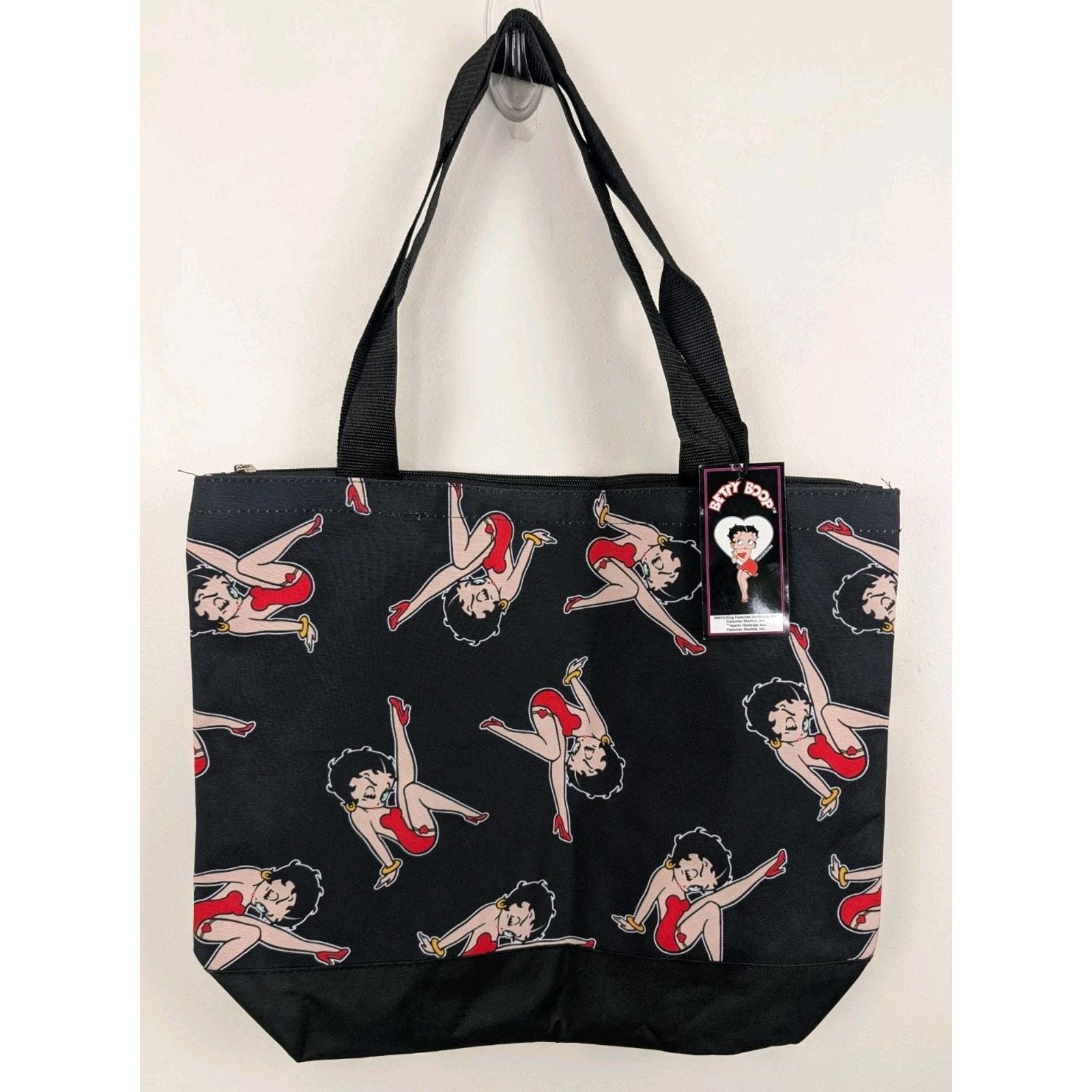 Betty Boop Large Black Tote Bag And Coin Purse New With Tags Zip Zipper ... - $22.99