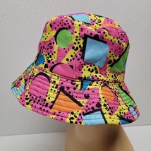 Retro Colorful Bucket Hat Costume Sun Cap Festival Rave Fun Geometric 80... - $20.36 CAD