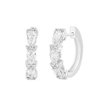 1.30 Ct Lab Grown Diamond Pear Cut Hoop Earring 14K White Gold Women VVS-VS-FG - £824.92 GBP