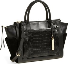 VINCE CAMUTO Peri Tote black Leather Handbag Satchel Tote w Strap $288 - $64.35