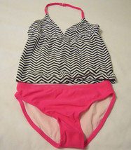 Op Girl SwimSuit Tankini Set Swimwear Sz L 10-12 White Pink UPF 50+ - £9.46 GBP