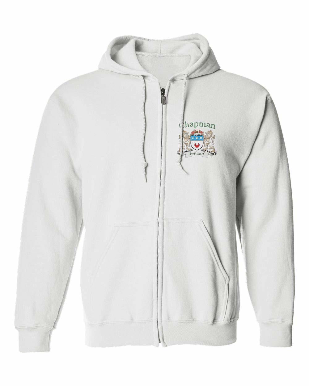 Chapman Irish Coat of Arms Full Zip Hoodie - White - Size Large - $35.28