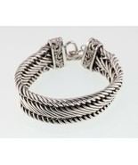 LDS Sterling Silver Three-Row Cable Toggle Bracelet Nice Detail - $377.26 CAD