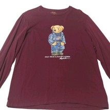 Polo Ralph Lauren Polo Bear Shirt Mens Medium Red College Varsity Preppy  - $26.72