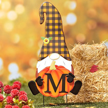 Monogram FALL GNOME Welcome Stakes Personalized Metal Fall Halloween Home Decor - £16.02 GBP