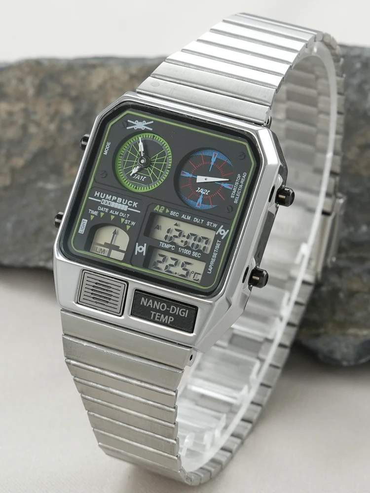 Digital Sport Watches Mens Casual Wristwatch Full Steel Back Light Analo... - $75.56